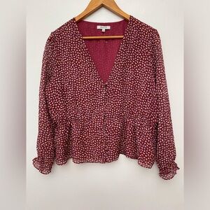 Madswell Red Floral Button-Front Blouse Women’s Size